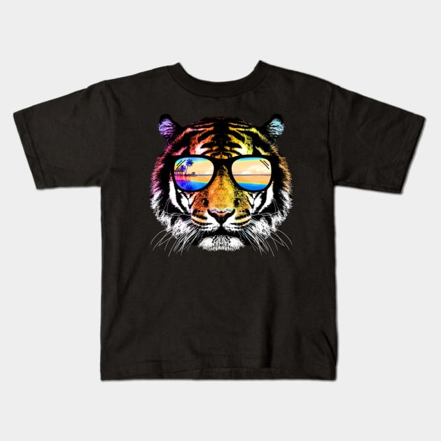 Summer Tiger Kids T-Shirt by clingcling